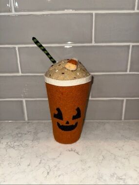Felt Pumpkin Spice Latte Halloween Decor